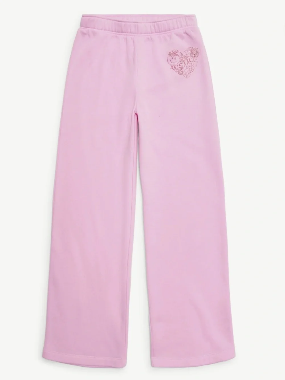 Justice Girls Dollhouse Pink Fleece Sweatpants Size S 7/8 Glitter Heart